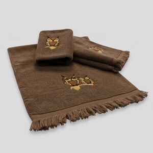 Vintage 70’s Martex 4-Piece Embroidered Owl Towel & Washcloth Set